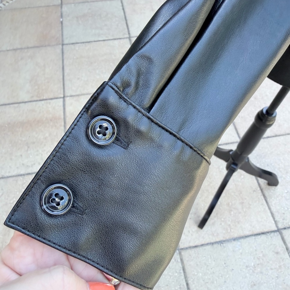 Zara Black Ruched Button-Up Blouse - Picture 4 of 7